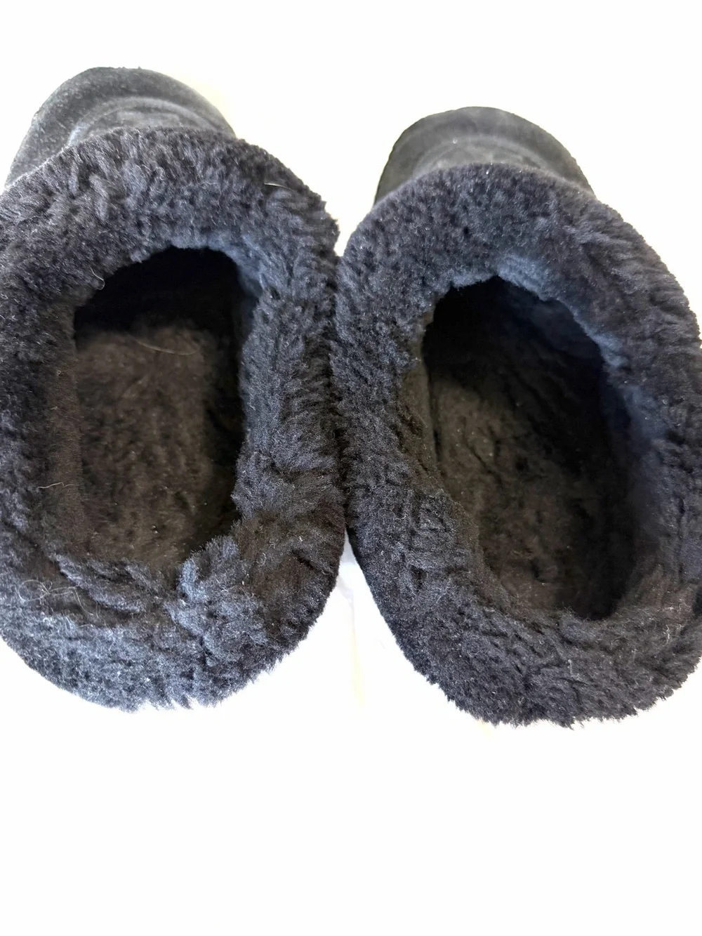 TORY BURCH Black Logo Coley Shearling Slippers Size 8